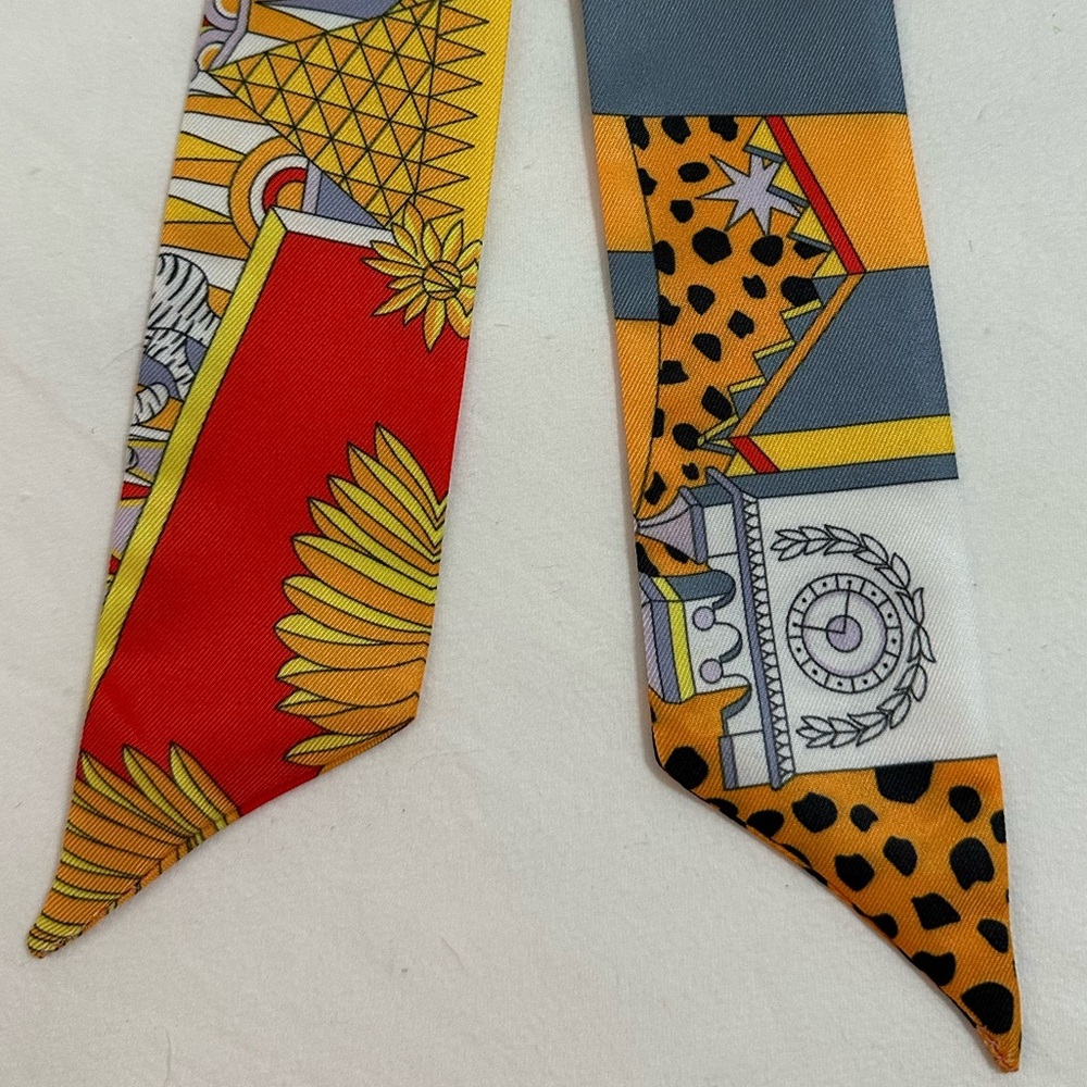 ORANGE LEOPARD CHEETAH PRINT SKINNY SCARF BAG HANDLE WRAP TIE PURSE HAIR RIBBON - Picture 7 of 11